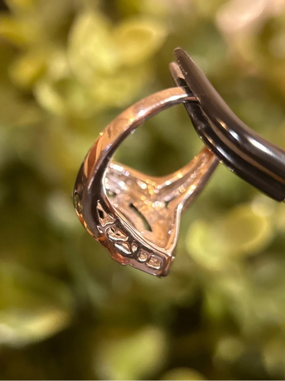 Silver Colored Amber Marquise Ring - Orange‎ Gemstone